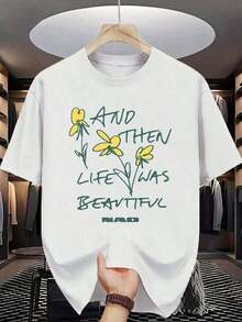 Estampado Gráfico Camiseta Mujer Algodón Ligera VeranoThen Life Is Men's Crew Neck-Shirt Simple Artistic Design Suitable Casual Wear Western Graphic Tees Men Clothes Camisas Para Hombre Graphic Tees Women Clothes Summer Tops Summer Clothes Graphic Tee ShirtsOversize Camiseta Mujer Estampado 100% Algodón Puro - Blanco - Ver 1