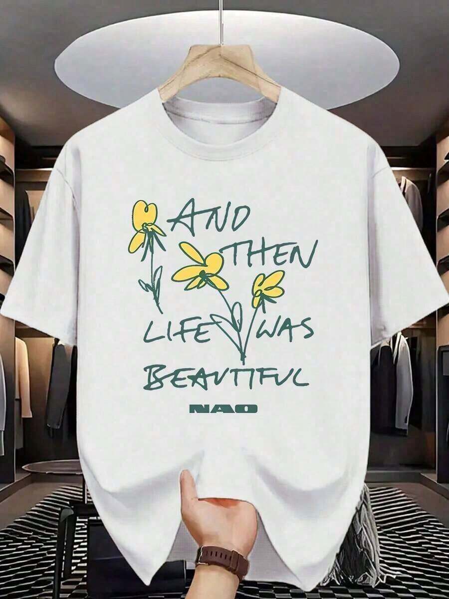 Estampado Gráfico Camiseta Mujer Algodón Ligera VeranoThen Life Is Men's Crew Neck-Shirt Simple Artistic Design Suitable Casual Wear Western Graphic Tees Men Clothes Camisas Para Hombre Graphic Tees Women Clothes Summer Tops Summer Clothes Graphic Tee ShirtsOversize Camiseta Mujer Estampado 100% Algodón Puro - Blanco - Ver 1