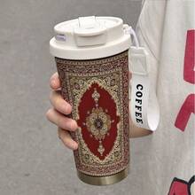 1個 530ML Cool Mask/Abstract Wishes/National Style 印花不鏽鋼保溫隨行杯，附蓋與矽膠吸管，舒適握感，大容量咖啡杯，適用辦公室、學校、居家、露營，送給朋友/家人的禮物推薦 - 彩色 - 查看 9