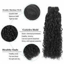 BINF Extensiones de cabello humano virgen rizado de trama doble, con rizos Pixie vietnamitas, espirales de 16A, cabello humano rizado. - Natural Black - Ver 6