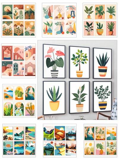 8x12 Inch/6pcs Digital Painting Kit Suitable For Adults And Beginners, Frameless, DIY Easy Acrylic Paint Set, Home Decor Craft, Ideal Gift For Birthday, Father's Day, Christmas, Mother's Day And Valentine's Day