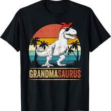 Grandmasaurus T Rex Dinosaur Grandma Saurus Family Matching T-Shirt - 黑色 - 查看 1