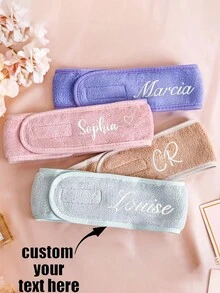 客製化 SPA 髮帶，刺繡毛圈布，伴娘化妝禮物 - 彩色 - 查看 5