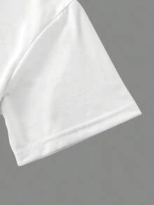 Soft, 100% Cotton Women's Short-Sleeved T-Shirt. | Casual Summer T-Shirt, Comfortable And Breathable, With A Round Neck And Letter Print. Breathable Cotton T-Shirt, Goes With Everything, Cool And Comfortable. - 白色 - 查看 3