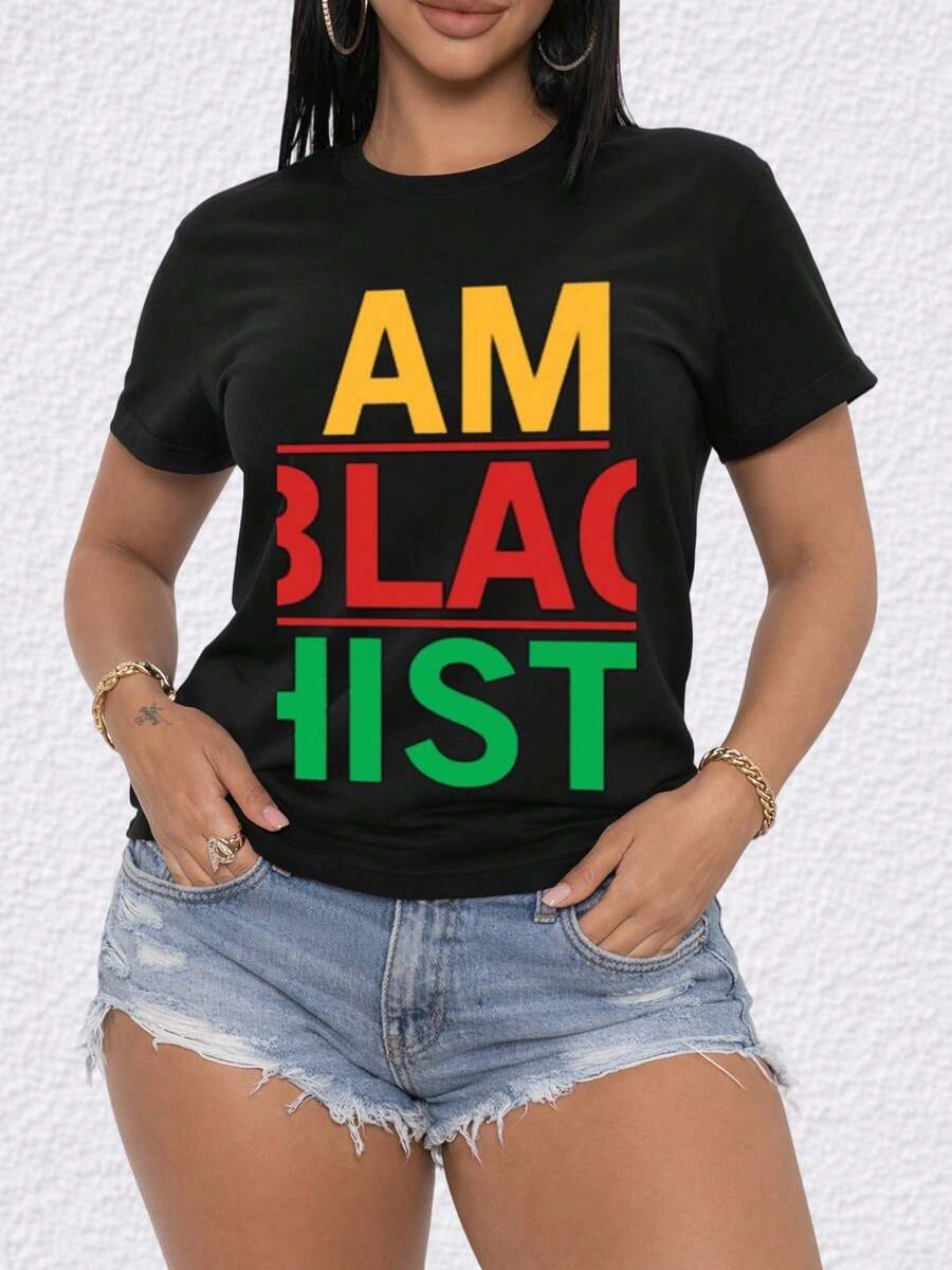 VivaGlam-AMBLACKIST Pride Tee Women Crew Neck T-Shirts Black Top 2026 Everyday Wear, Perfect for The Office, Dates, And Outings Summer And Spring Season Breathable Fabric, Crew Neck, Short Sleeves Mother'S Day Gift - Negro - Ver 1