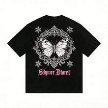 Men's Graphic T-Shirts - Black - T-Shirt With Pink Patterns - Summer Outfits - Black - View 7