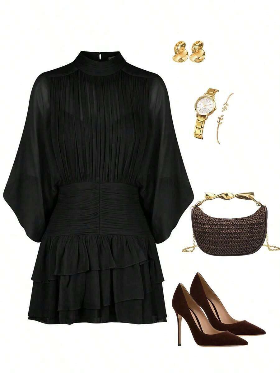 Women Midi Dresses - Black - View 1