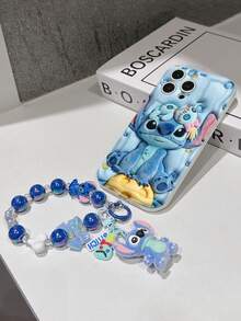 Disney Has Authorized, Phone Case - Chain Set, The Stitch Lilo & Stitch 3D Phone Case Plus A Silicone 3D Stitch Bracelet With Metallic Ring Removable Bracelet, Stitch And Angel Pattern, Compatible With Iphone17/16/15/14/13/12/11/XS/XR/X Plus Pro Max, A Stylish Cartoon Phone Case, The Perfect Gift Choice, Phone Protection, Durable Phone Cover, Great Gift For Friends And Family. - 白色 - 查看 5