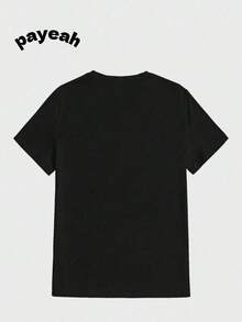 Camiseta con Estampados Retro de Personajes de Películas Payeah, Estampado Digital Casual, Camiseta de Algodón Grueso Puro - Negro - Ver 2