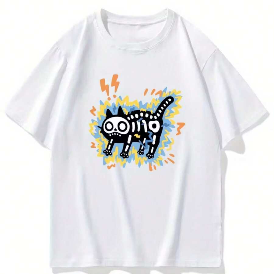 Camiseta americana de manga corta 100% algodón de peso pesado para hombre, camiseta veraniega de corte holgado y estilo oversize, camiseta de manga corta versátil y moderna. - Blanco - Ver 1