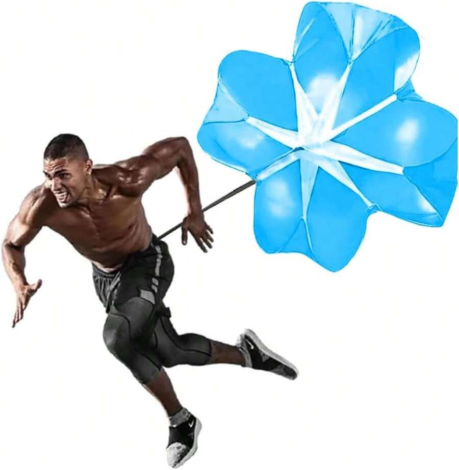 EastyGold Running Speed Chute Resistance Parachute 56 Inch Powerchute Umbrella Training Sprint Power Soccer Trainer For Runner, Football, Soccer Drilling - White - View 1
