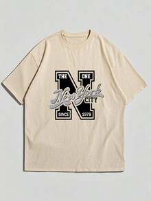 Camisetas Premium Casuales Unisex Bonitas, Camiseta de Manga Corta con Estampado Minimalista para Hombre, Cómoda y Transpirable, Adecuada para el Verano, a la Moda - Albaricoque - Ver 4