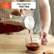 1pc 2L/68oz Square Glass Pitcher With Lid And Handle, Suitable For Refrigerator, Iced Tea And Coffee Pot Beverages, Heat-Resistant Borosilicate Glass Cold & Hot Drink And Milk Pitcher - Multicolor - View 6