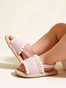 Giày sandal mùa hè cho bé gái, đế mềm, họa tiết hoa, thích hợp cho bé sơ sinh tập đi, tập đi trong nôi. - Màu Hồng baby - Xem 7
