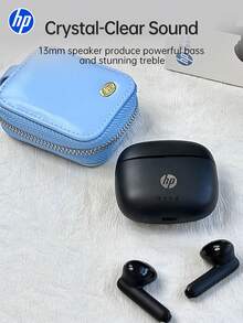 返校禮物--HP H10J 無線藍牙耳機，兼容 Apple、Android 及其他設備，無線耳機（含充電盒與藍色收納袋），藍牙 5.4，IPX4 防水，30 小時續航力，內建麥克風 - 查看 12