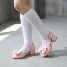 1 Paar modische, vielseitige Mädchen Plateau High Heel Sandalen, verstellbares Schnürsystem, süßer Prinzessinnenstil, geeignet für den täglichen Gebrauch und Urlaub - Pink - Übersicht 3