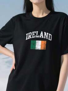 Estampado Gráfico Camiseta Mujer Algodón Ligera VeranoVintage-Ireland-Irish-Flag-Green-St.-Patrick's-Day-T-ShirtOversize Camiseta Mujer Estampado 100% - Negro - Ver 4