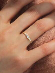 1pc 0.1 Carat 5-Stone Moissanite Ring, S925 Sterling Silver Luxury Engagement/Wedding Ring, Bridal Jewelry - Moissanite Five-diamond Ring 0.1ct - View 22