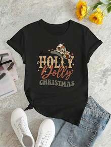 Camiseta de mujer moderna, informal, para fiestas y para estar en casa, 100% algodón, corte holgado. . Camiseta de Moda para Mujer con Estampado de Letras Elegante, Cuello Redondo, Manga Corta, Estilo Deportivo Casual y Sencillo, Top Cómodo de Verano para Vacaciones - Camiseta Unisex de Algodón Holgada de Manga Corta y Cuello Redondo Estilo Vintage Urbano - Negro - Ver 2