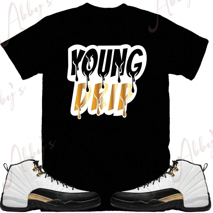 Camiseta Young Drip a juego con las s sRetro 12 Royalty, camiseta Retro 12 Royalty, camiseta con zapatillas 12 Royalty - forma - Ver 1