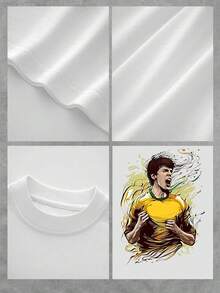 Artistic Image Of A Person Energetically Tearing Their Yellow T-Shirt, Representing Inner Strength And Self-Improvement, Amidst Dynamic Abstract Strokes. Women's T-Shirt, 100% Cotton, Comfortable, Stylish, And Perfect For Everyday Wear. - 白色 - 查看 4