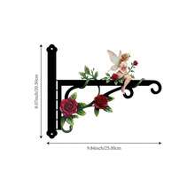 1pc Metal Double-Sided Colorful Floral & Fairy Printed, Wall-Mounted Outdoor Hanging Rack, Suitable For Porch, Bird Feeder, Lantern, Wind Chime Etc, Sturdy Iron Structure Hook - A - View 10