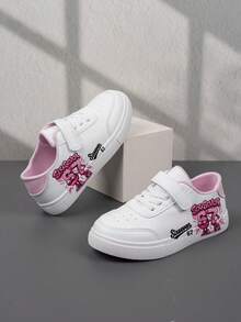1 Pair Affordable & Fashionable Casual Sports Shoes For Kids, Durable Basketball Sneakers Suitable For Daily Wear, Outdoor Activities, Christmas Gift, Breathable Fabric, Flexible Sole, Children Athletic Shoes, Vacation Present, 2D Flat - White - View 2