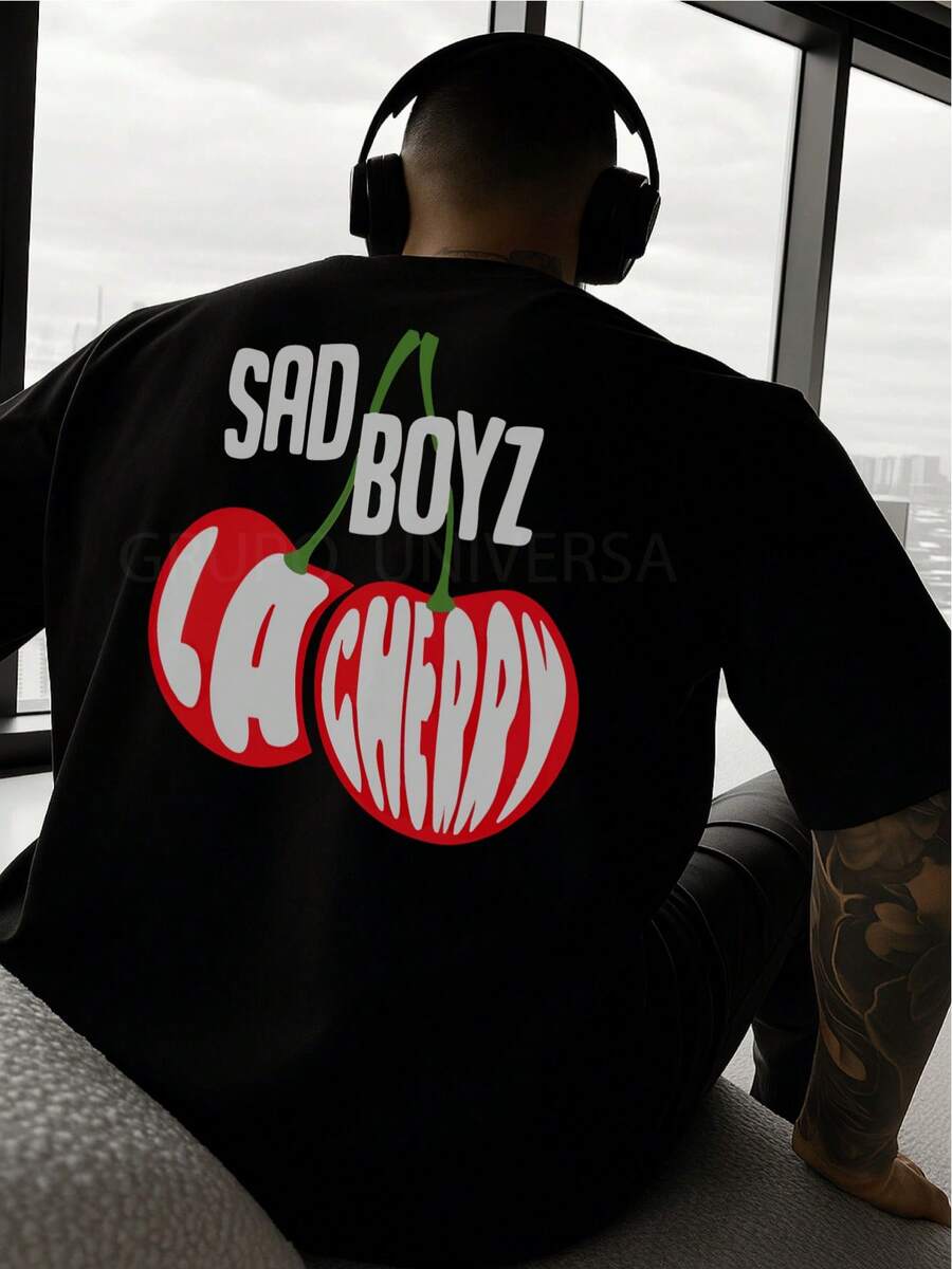 Sad Cherry Y2K T-Shirt Shirt - Black - View 1