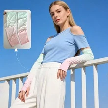 Unisex Lightweight UV Protection Cooling Arm Sleeves, Elastic Long Sleeve With Sun-Blocking And Cooling Functions, Suitable For Cycling, Sports, Outdoor Activities And Summer Use - A - View 9