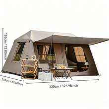 campility 4/6/8-Person Outdoor Camping Tent With Retractable Awning, Multiple Ventilation Windows, UV-Resistant And Waterproof, Suitable For All Seasons, Perfect For Family Camping, Forest Adventures, And Sunset Viewing - Multicolor - View 13