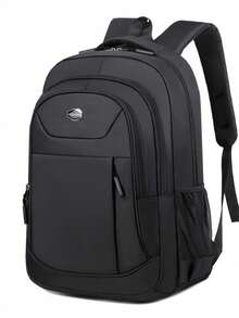 Mochila multifunción para hombres, mochila para portátil, mochila de estudiante, mochila, mochila negra, mochila de gran capacidad impermeable y de gran tamaño, mochila de viaje y senderismo, mochila grande, bolsa de verano, esencial de vacaciones, esencial de viaje, bolsa de gran capacidad para acampada de fin de semana al aire libre - Negro - Ver 7