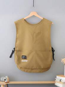 1pc Shirt-Style Apron With 2 Deep Pockets, Artistic Work Vest Suitable For Work, Painting, Cooking, Gardening, Office, And Cafe - Multicolor - View 8