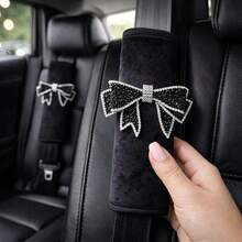 Vỏ bọc dây an toàn - Chất liệu nhung đính đá lấp lánh, phụ kiện xe hơi phong cách nữ tính, trang trí nội thất xe dễ thương. - Vỏ bọc đệm dây an toàn - Xem 4