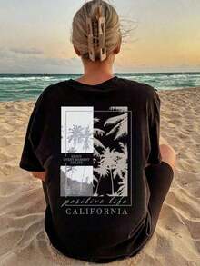 Women's 100% Cotton T-Shirts 2026, New Women's Summer Collection, Simple Slogan Print, Casual Holiday Style, Loose Fit, Round Neck, Short Sleeve, Apricot Color, Fashionable Everyday Top, Suitable For Daily Wear And Holidays, Hen Party - Black - View 10