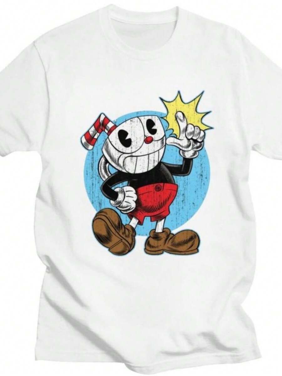 playeras de mujer 2026 Custom Hot Game Cupheads Tshirts for Men Women Short Sleeve T Shirt T-shirts Loose Fit 100 Cotton Tee Gift Idea - Blanco - Ver 1