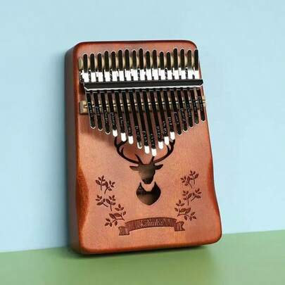 1 pieza Piano de pulgar Kalimba de 17 teclas - Instrumento musical de madera hecho a mano para aliviar la ansiedad - Kalimba de meditación portátil - Piano de pulgar para práctica de yoga y mindfulness - Regalo musical personalizado de 17 teclas, se puede usar como recuerdo de boda - Piano de pulgar vintage grabado de 17 teclas - Adecuado para principiantes y profesionales