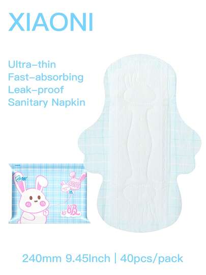 XIAONI 240mm Ultra-Absorbent Sanitary Pads For Menstrual, 40Pcs Leak-Proof Periods Pads, Ultra-Thin And Breathable Sanitary Napkins With Wings