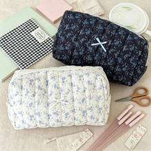 Black Floral Pattern Minimalist Cosmetic Bag, Portable Cute Makeup Pouch For Students And General Use - Multicolor - View 2