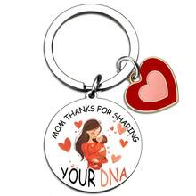 1 pieza Llavero con forma de corazón de acero inoxidable, regalo de agradecimiento para el Día de la Madre - Multicolor - Ver 5