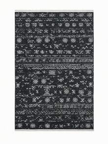 Alfombra de chenilla lavable de estilo escandinavo Modena con flecos, con respaldo antideslizante para el pasillo y la sala de estar - azul real - Ver 6
