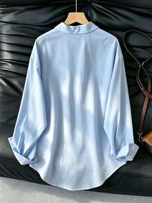 Camisa holgada de manga larga casual para mujer, adecuada para el trayecto al trabajo en primavera y otoño - Lavado ligero - Ver 2