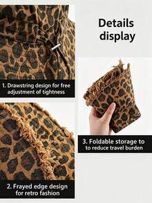 1 chiếc mũ rộng vành họa tiết da báo phong cách retro, chất liệu polyester, thích hợp cho hoạt động ngoài trời và chống nắng. - nhiều màu - Xem 4