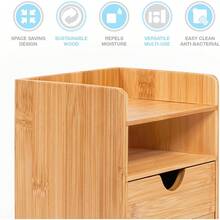2 Drawers Desktop Organiser Mini Shelf Storage Box Drawer Storage For Home Workspace Office Supplies 19.4L X13W X21H - Brown - View 6