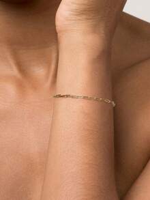 Vòng tay tối giản bằng bạc sterling 925 mạ vàng 18k, kiểu dáng unisex, dây xích hình kẹp giấy cỡ trung bình, dành cho nữ. - Vòng tay dây kẹp giấy - Xem 4