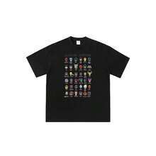 Camiseta unisex divertida de manga corta con cuello redondo y estampado de personajes de Marvelss Comics. Camiseta informal de verano. - Negro - Ver 1