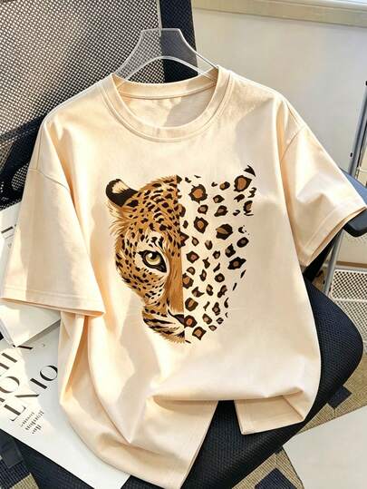 1pc Tween Girl Printed Short Sleeve T-Shirt, Student Youth Clothing, Summer Gift For Kids