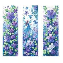 3pcs/Set DIY Diamond Painting Bookmarks - Floral Design, Multicolor Mosaic Decor - View 5