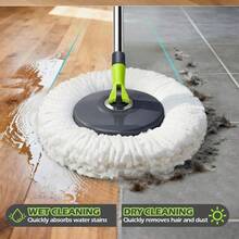 Spin Mop Bucket System, Masthome Pedal Spin Mop And Bucket With Wringer Set, EasyWring Microfiber Mop With 3 Mop Pads, 360Spinning Floor Cleaning System - Home Office Suitable - 綠色+深灰色 - 查看 4