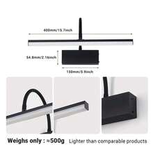 wamblz Đèn tường LED sạc pin, đèn treo tường linh hoạt có thể điều chỉnh, chiều cao 40cm, có chức năng hẹn giờ điều chỉnh độ sáng, đèn tường trong nhà không dây, đèn chiếu tranh màu đen. - Đen - Xem 6