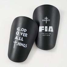 Espinilleras de fútbol con patrones de proverbios bíblicos y fe cristiana, de 10 x 6 cm, adecuadas para adolescentes y adultos - cruz - Ver 14
